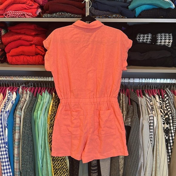 Universal Thread coral elastic waistband 4 pocket linen blend romper size 2 - Picture 3 of 3